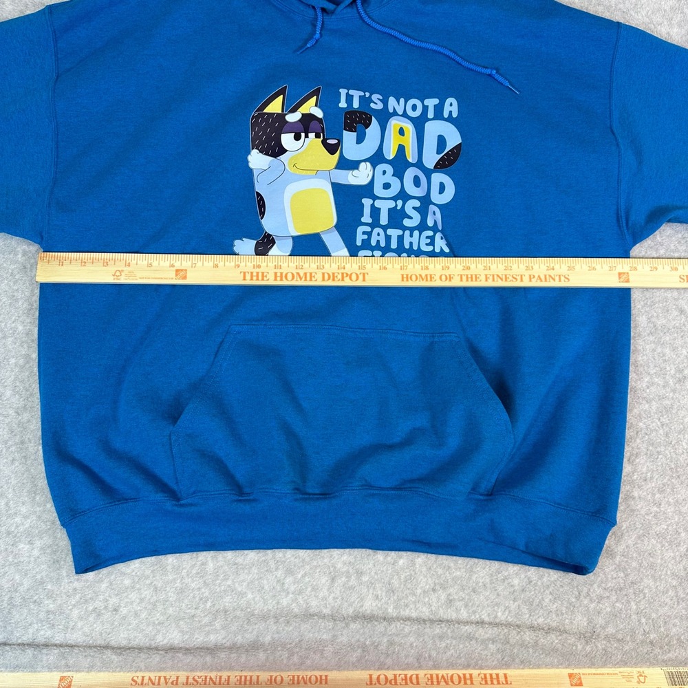 Gildan Bluey Dad Bod Father Figure Hoodie Mens 3XL Blue Graphic Sweatshirt - Picture 3 of 14